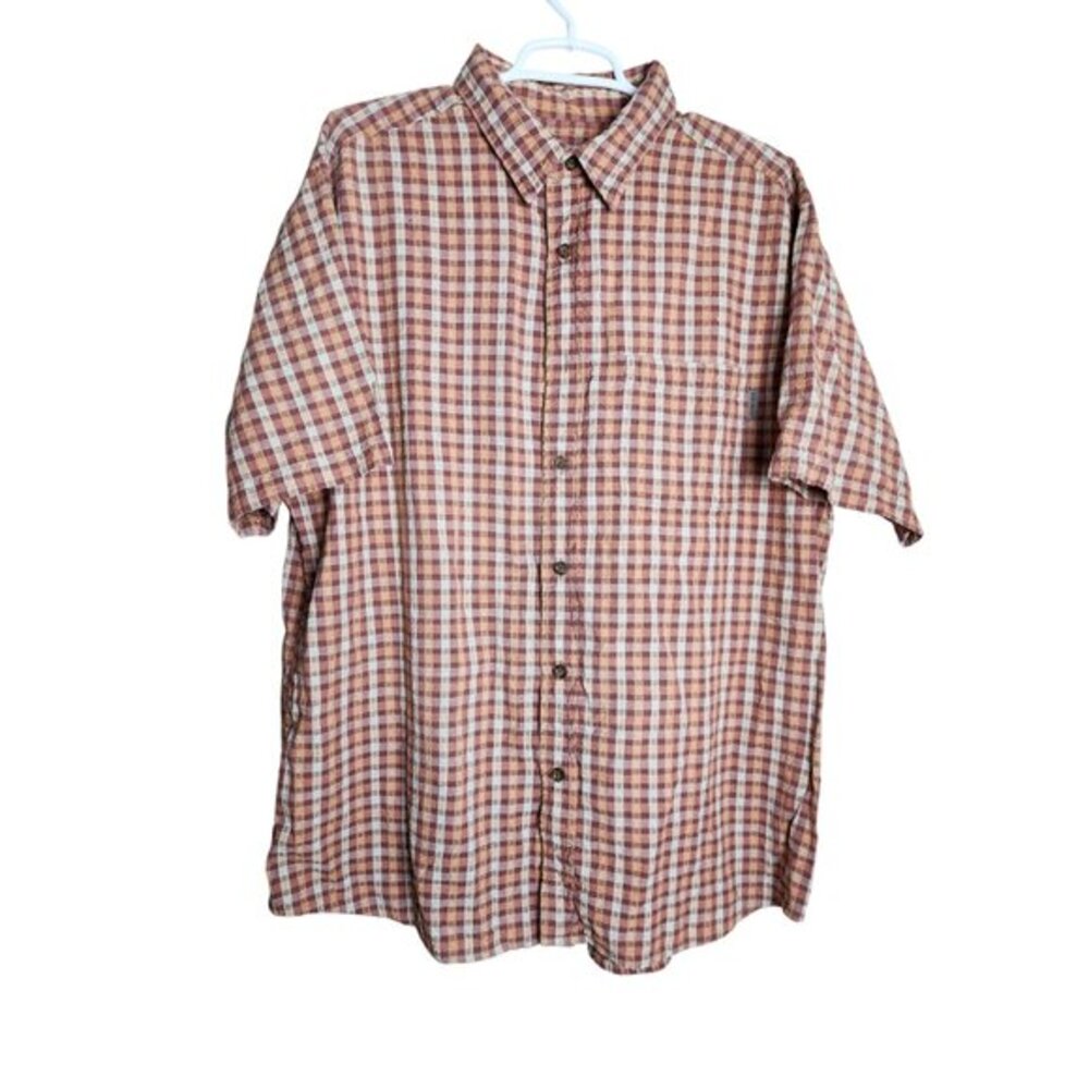 Woolrich Men Plaid Pocket Shirt XL‎ Multicolor Short Sleeve Button Down Red